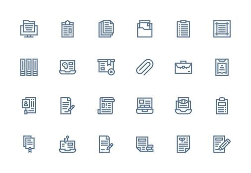 24 Icons for Paperwork in Thick Line Line Format Functional Icon Series vector