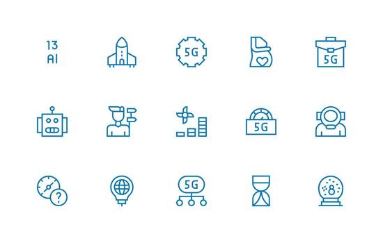 Future Visual Pack containing 15 Regular Line Icons Neutral Style Icons for Any Project vector