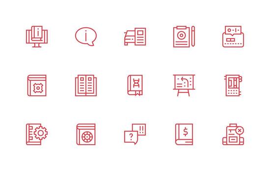 15 Regular Line Designs for Documentation Icons All Device Compatible Icon Set vector
