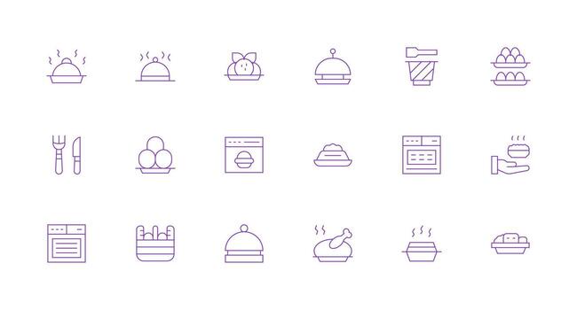 Minimal Line Style Tray Icons with 18 Vectors Web Icon Collection