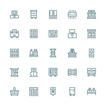 Cabinet featuring 25 Icons in Medium Stroke Outline Design Interface Icons for Daily Use vector
