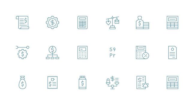 costo visual paquete conteniendo 18 mínimo línea íconos de confianza íconos para todas interfaces vector