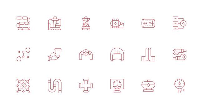 mínimo línea estilo tubería íconos con 18 vectores limpiar icono colección para web utilizar