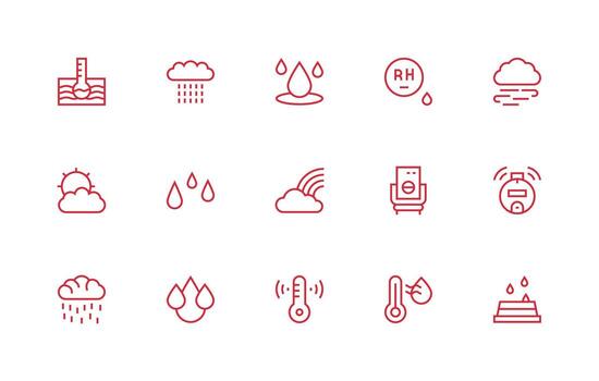 15 Regular Line Style Icons from Humidity Collection Sharp Icons for Presentations vector