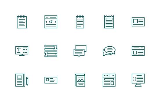 Paragraph Set with 15 Regular Line Icons Scalable Icons for Cross-Platform Interfaces vector