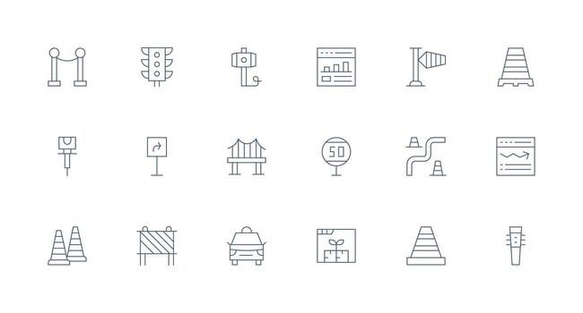 Traffic Icon Set with 18 Minimal Line Graphics All-Purpose Icon Design Pack vector