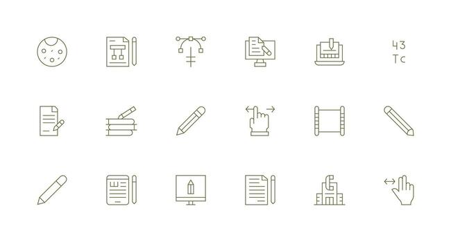 18 íconos para edición en mínimo línea formato limpiar icono conjunto icono paquete para ui proyectos vector