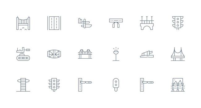 Roadway Set with 18 Minimal Line Icons Optimized Icon Pack for Digital Products vector