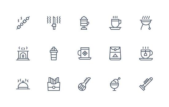 15 Icons for Hot in Regular Line Format Icon Set for Projects vector