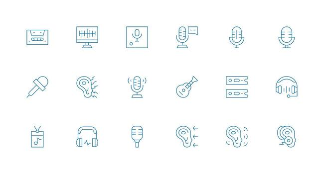 Sound Recording featuring 18 Icons in Minimal Line Design Neat Icon Set vector