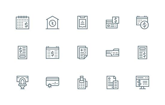 Billing Visual Pack containing 15 Regular Line Icons Clear and Concise Icon Set Collection vector