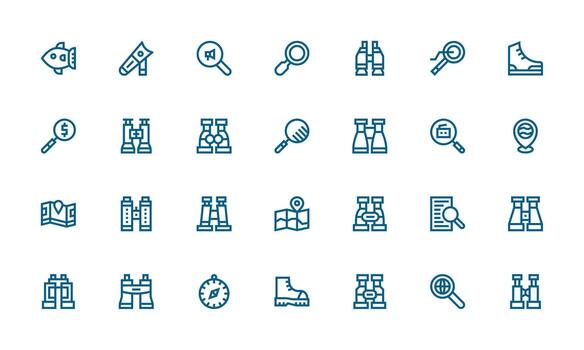 Bold Line Style Explore Icons with 28 Vectors Neatly Designed Icons for Web Platforms