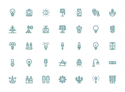 Light Visual Pack containing 35 Regular Clean Line Icons Reusable Icon Set vector