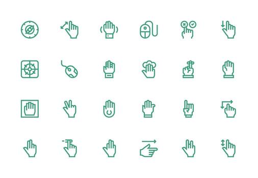 24 grueso línea línea vectores para puntero tema básico icono serie