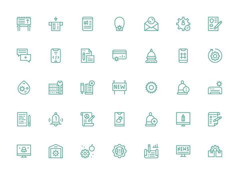 Update Icon Collection with 35 Regular Clean Line Designs Icon Pack for UI vector