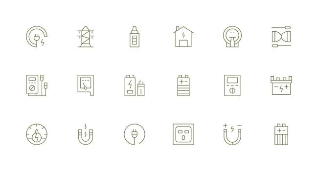 18 Minimal Line Icons for Voltage Graphics UI Icon Set vector