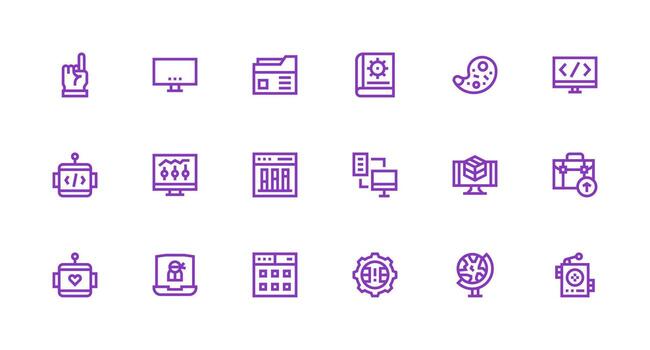 Software featuring 18 Icons in Strong Stroke Line Design All Device Compatible Icon Set vector