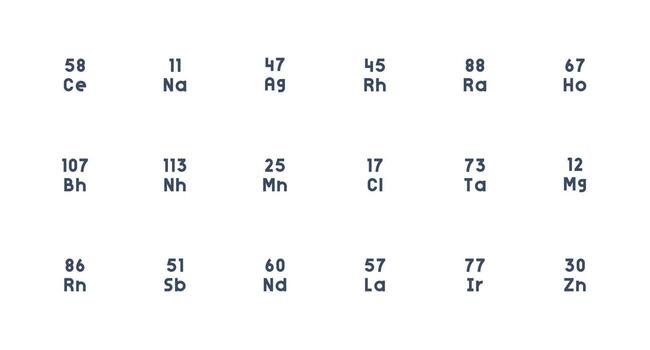 18 Strong Stroke Line Style Icons from Periodic Table Element Collection Icon Pack for UI vector