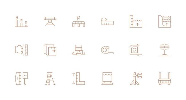 Height Design Icons featuring 18 in Minimal Line Style Interface Icon Collection vector