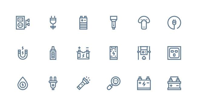 18 Icons for Power Source in Strong Stroke Line Format Theme-Based Icon Pack vector
