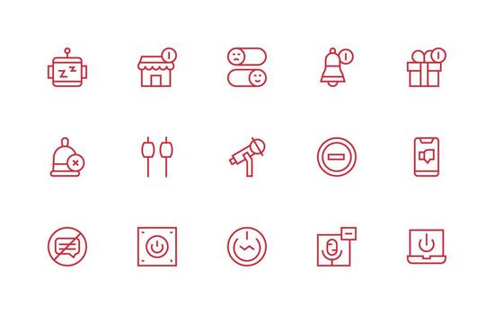 regular línea estilo apagado íconos con 15 vectores diseño icono colección