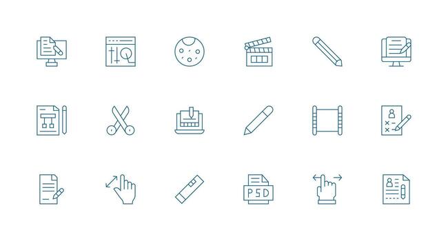 18 mínimo línea diseños para edición íconos interfaz íconos para diario utilizar vector