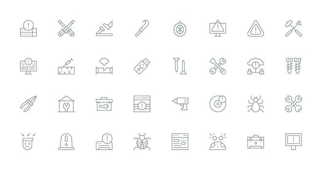 Thin Line Icons from Fix Set with 32 Vectors Simple Icon Pack