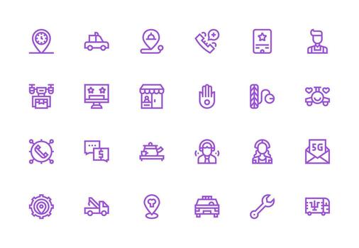Thick Line Line Style Service Icons with 24 Vectors Balanced Icon Set for Functional Design