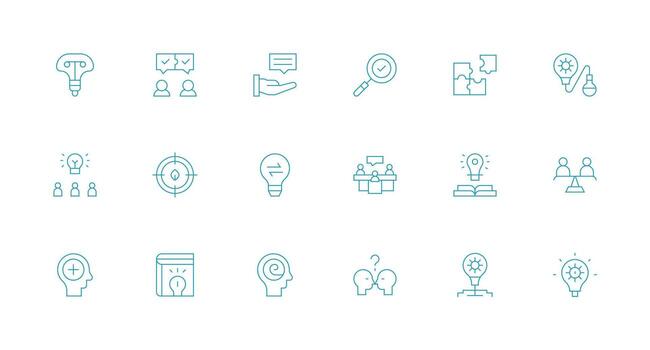 18 Icons for ProblemSolving in Minimal Line Format Neat Icon Set vector