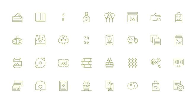 32 Thin Line Style Icons from Collection Collection Icon Set for Apps vector
