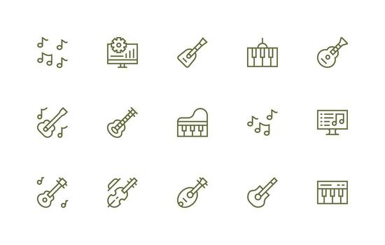 Tune including 15 Regular Line Illustrations Multi-Purpose Icon Set vector