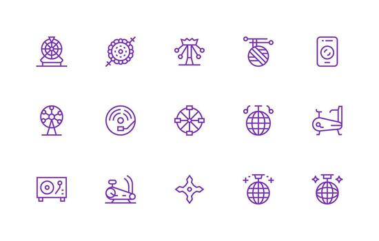 15 regular línea estilo íconos desde hilado colección interfaz icono colección vector