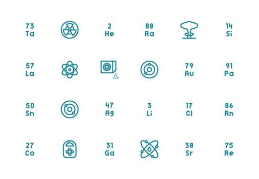 24 Icons for Atomic in Thick Line Line Format High-Resolution Icons for Any Platform vector