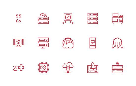 informática icono colección con 15 regular línea diseños ui icono conjunto vector