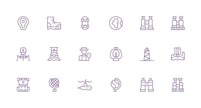 Exploration Set with 18 Minimal Line Icons Minimal Icon Set for Interface Projects vector