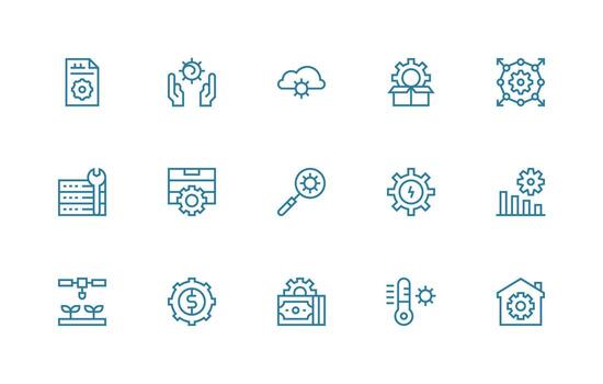 Optimization featuring 15 Icons in Regular Line Design Web and App Icon Pack Collection vector