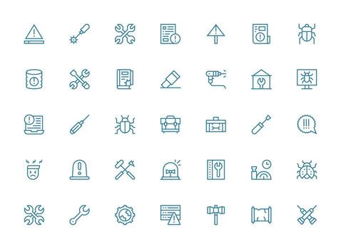 35 regular limpiar línea estilo íconos desde reparar colección claro y conciso icono conjunto colección vector