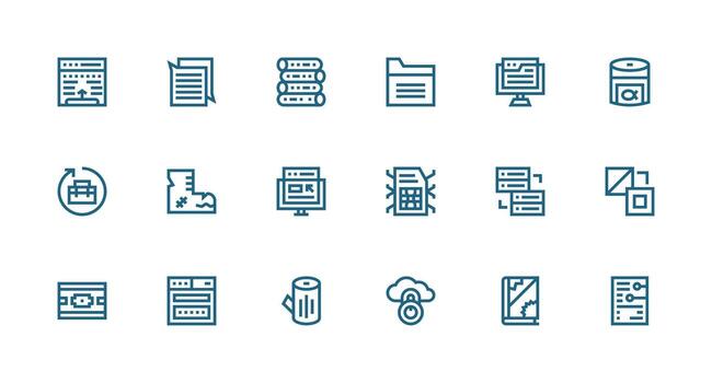 18 fuerte carrera línea íconos para archivo administración gráficos versátil icono colección para diseñadores vector