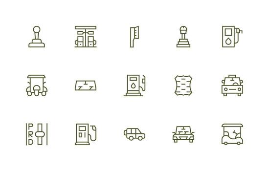 Driving Visual Pack containing 15 Regular Line Icons Display Icon Pack vector