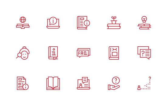 conocimiento base diseño íconos presentando 15 en regular línea estilo web icono colección vector