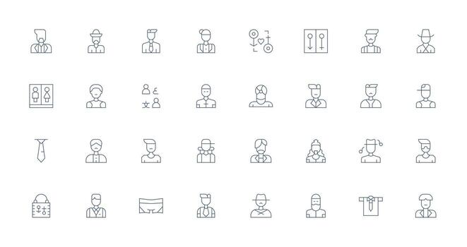 Thin Line Icons from Male Set with 32 Vectors UI and UX Focused Icon Collection
