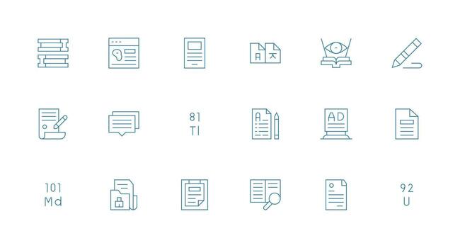 18 Minimal Line Icons for Text Graphics Design Icon Pack vector