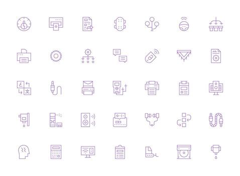 salida presentando 35 íconos en ligero línea diseño flexible icono sistema para web interfaces vector