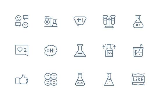Reaction Icon Set with 15 Regular Line Graphics Line Icon Collection vector