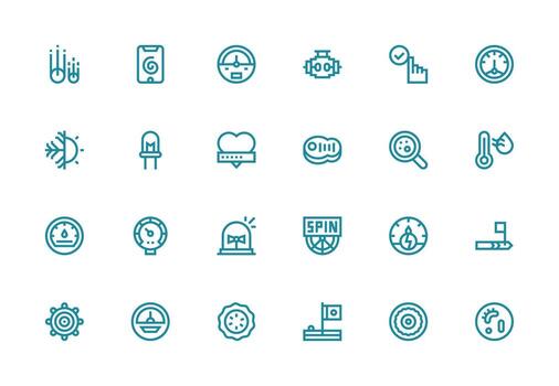 indicador icono conjunto con 24 grueso línea línea gráficos versátil icono colección para diseñadores vector