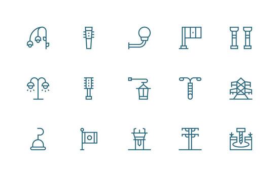 15 Regular Line Icons for Pole Graphics All Device Compatible Icon Set vector