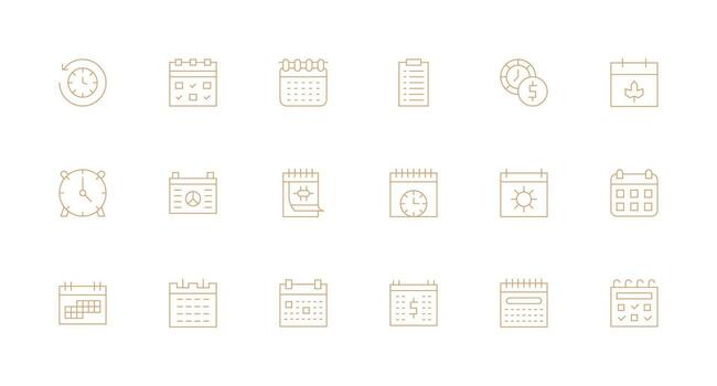 18 Minimal Line Icons for Yearly Graphics Functional Icon Series vector