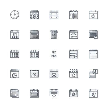 25 Icons for Date in Medium Stroke Outline Format Simple Icons for Interface and Wireframes vector