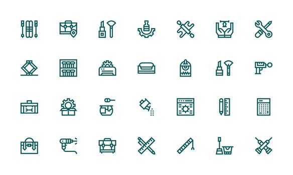 herramientas incluso 28 negrita línea ilustraciones completar icono haz para web diseño vector
