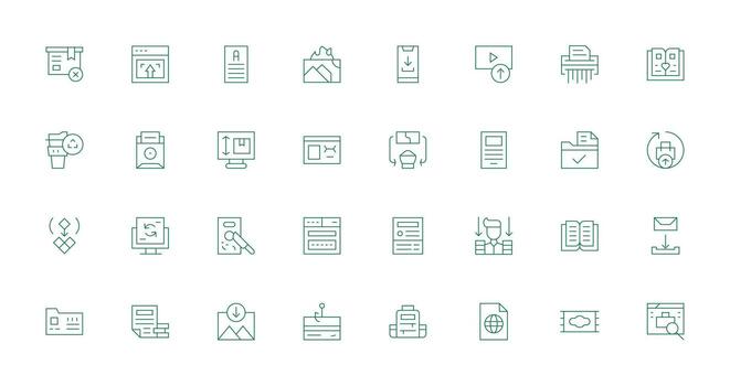 32 Digital File Icons in Thin Line Aesthetic High-Resolution Icons for Any Platform vector